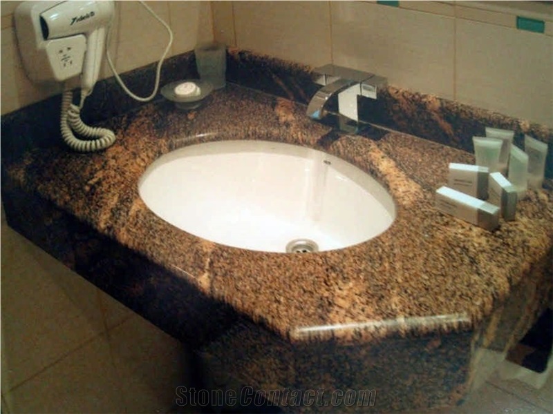 India Copper Brown Granite Bathroom Tops