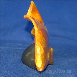 Goldfish Hand Carved Calcite Natural Stone, Handmade