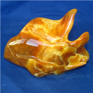 Goldfish Hand Carved Calcite Natural Stone, Handmade