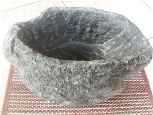 Candi Lava Stone Flower Pots, Grey Basalt Flower Pot