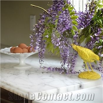 Bianco Carrara C White Marble Kitchen Countertops
