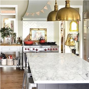 Bianco Carrara C White Marble Kitchen Countertops