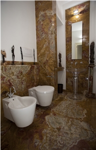 Onice Marrone Bathroom Design