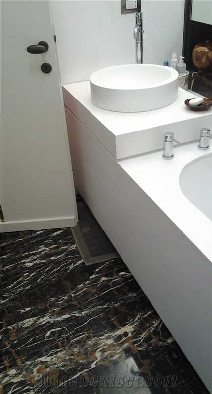 Portoro Gold Marble Bathroom Floor Tiles
