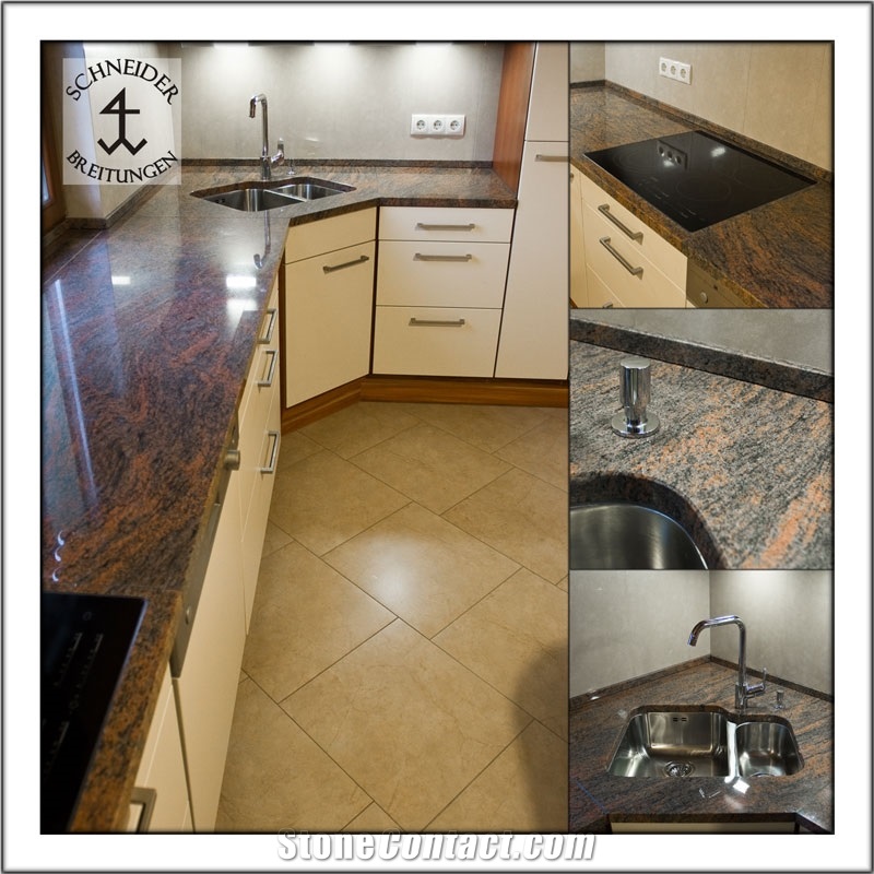 Juparana India Granite Kitchen Countertop, Multicolor Granite Kitchen Countertops