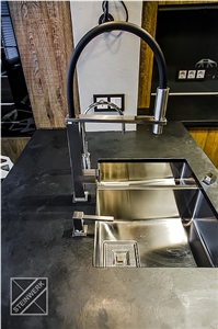 Ardesia Levigata Kitchen Countertop, Black Slate Kitchen Countertops, Italy