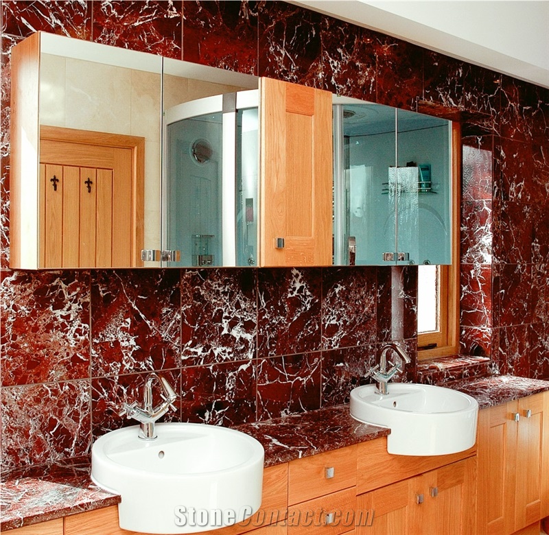 Rosso Levanto Marble Bathroom Design