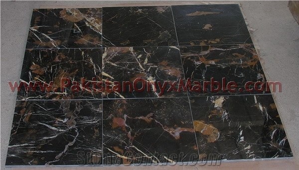 Black and Gold Michaelangelo Marble Tiles for Floors