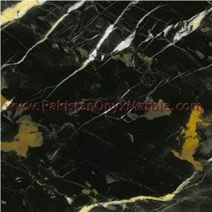 Black and Gold Michaelangelo Marble Tiles for Floors