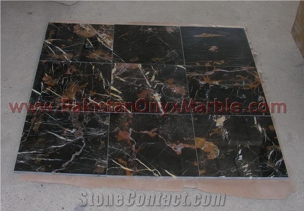Custom Size Black and Gold Michaelangelo Marble Tiles