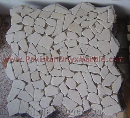 Custom Size Botticina Cream Marble Mosaic Tiles, Beige Marble Mosaic Tiles