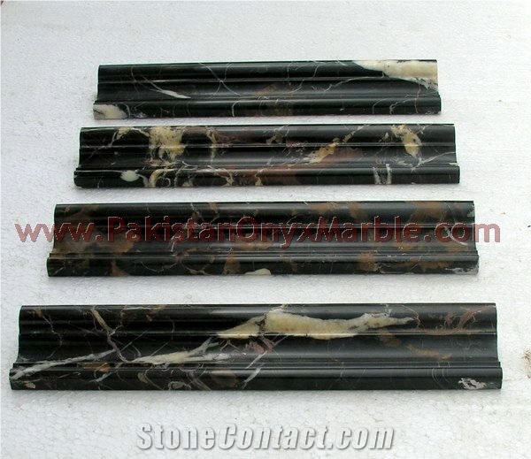 Fine Quality Black and Gold ( Michael Angelo) Marble Chair Rail Molding