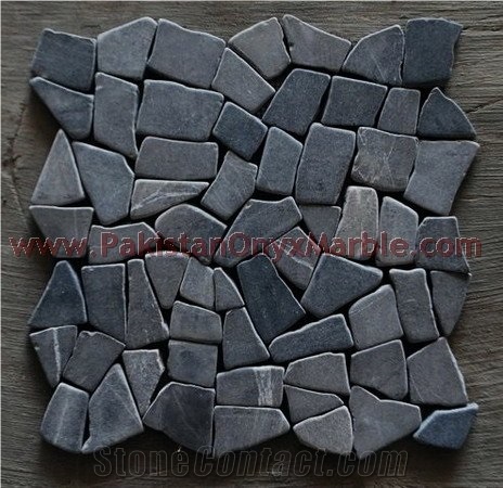 Split Face Jet Black Marble Mosaic Tiles