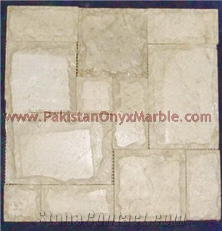 Tumbled Botticina Cream Marble Mosaic Tiles, Beige Marble Mosaic