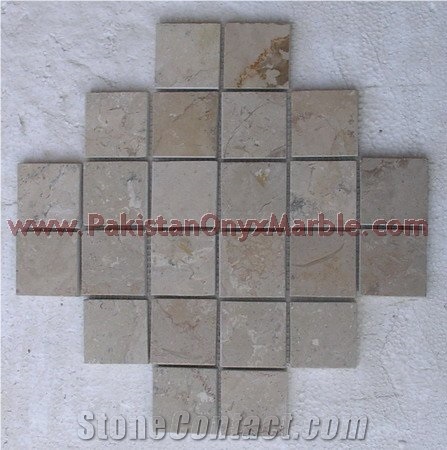 Tumbled Sahara Beige Marble Mosaic Tiles