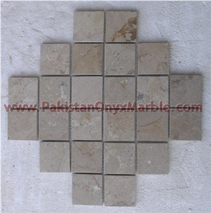 Tumbled Sahara Beige Marble Mosaic Tiles