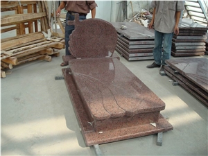 China Sanxia Red Granite Polished Monument, Cross Tombstones Design, Engraved Single Cemetery Monuments