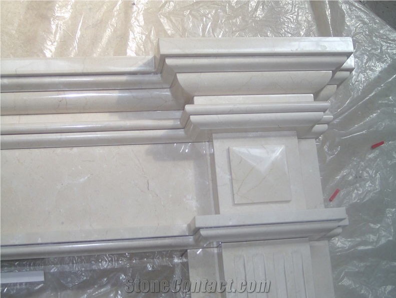 Botticino Classico Marble Fireplace Mantel, Beige Marble Fireplace Italy