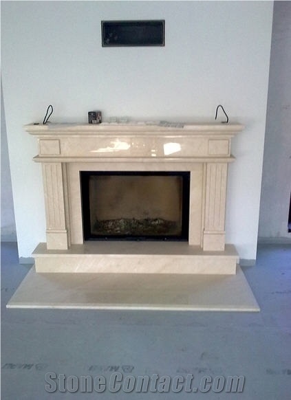 Botticino Classico Marble Fireplace Mantel, Beige Marble Fireplace Italy