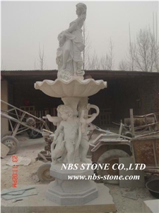 China White Granite Western Water Stone Fountain,Exterior Fountains