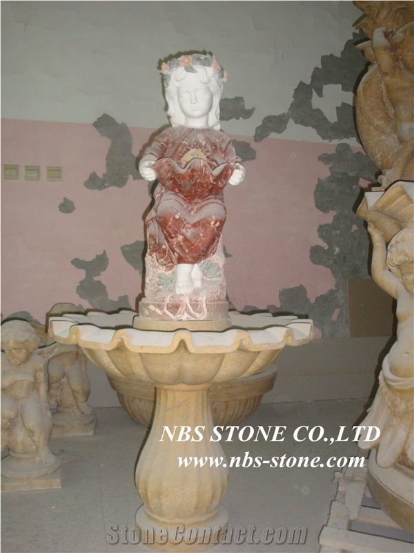 China White Granite Western Water Stone Fountain,Exterior Fountains