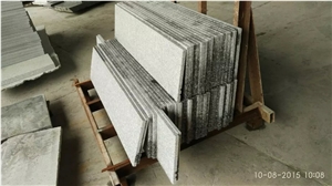 Light Grey G603 Granite Polished Flat Edge Steps / Staircases / Risers / Skirtings, Chinese Bianco Crystal Building Stairs