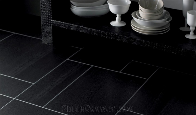 Black Graphite Slate Natural Cleft, Honed Flooring