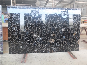 Black Agate Semi Precious Stone Slabs&Tiles,Brown Semi Precious Wall Panels/Countertop