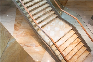 Polished Golden Macauba Quartzite Stairs & Steps,Yellow Flooring,Brazil Yellow Quartzite Stairs Riser
