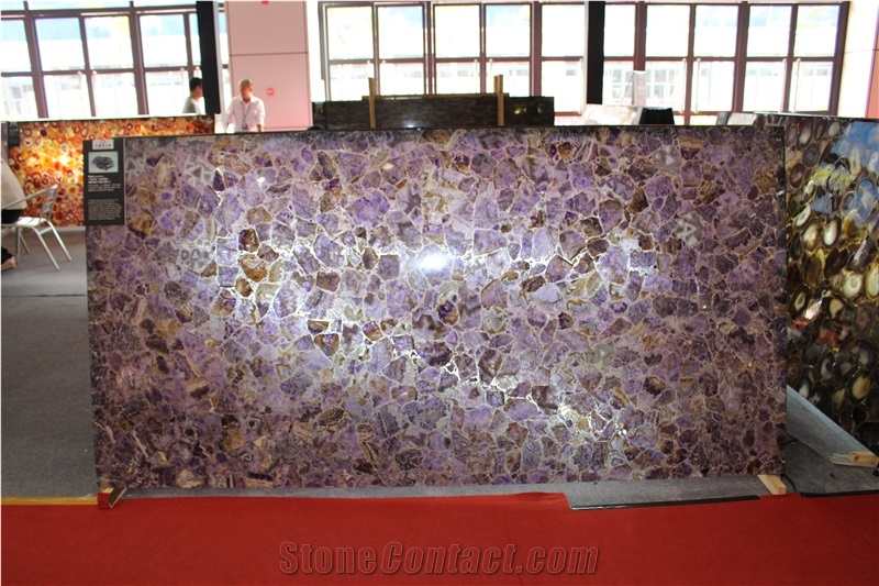 Purple Crystal Translucent Gem Stone/Semi Precious Stone Slabs & Tiles,Lilac Translucent Semiprecious Stone Panel