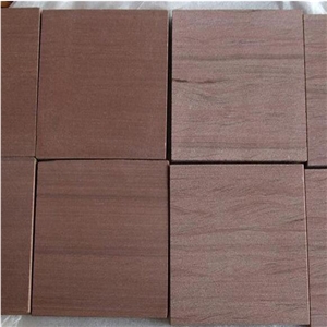 Natural Wood Sandstone Slabs & Tiles, China Red Sandstone