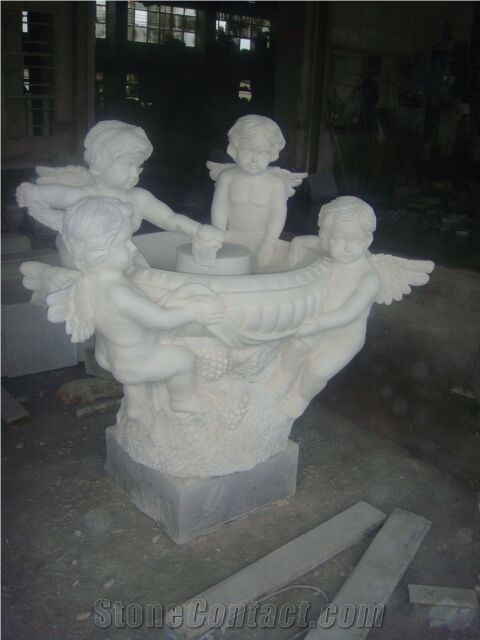 China Pure White Marble Statues & Carvings, Angel Garden Sculptures