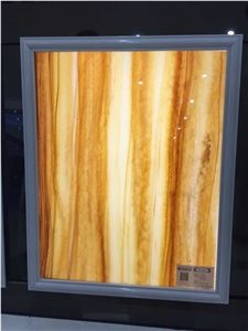 Manmade Honey Wooden Vein Onyx Artificial Stone/ Translucent Golden Yellow Onyx Tiles for Decorative Wall