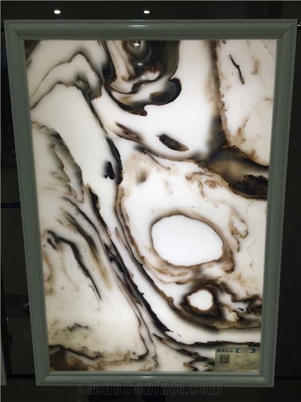 Manmade Panda White Onyx Artificial Stone/ Translucent White Onyx Tiles for Decorative Wall