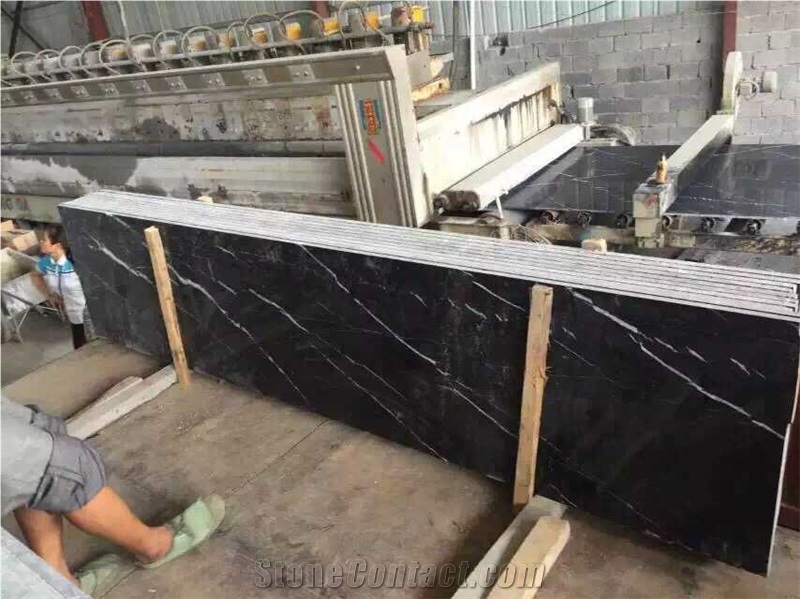 Night Sky Broken Marble Tiles & Slabs ,Chinese Black Polished Marble ,Strip Slabs Marble with White Vein