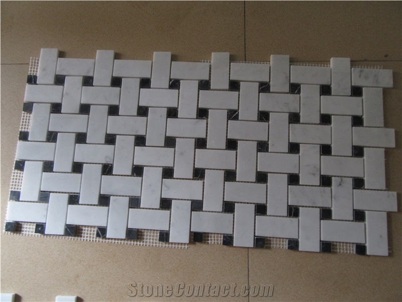 Bianco Carrara Marble Mosaic Tiles, Italy White Marble Mosaic, Basketweave Mosaics,Stips Mosaics for Wall, Floor