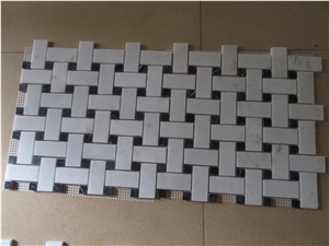 Bianco Carrara Marble Mosaic Tiles, Italy White Marble Mosaic, Basketweave Mosaics,Stips Mosaics for Wall, Floor