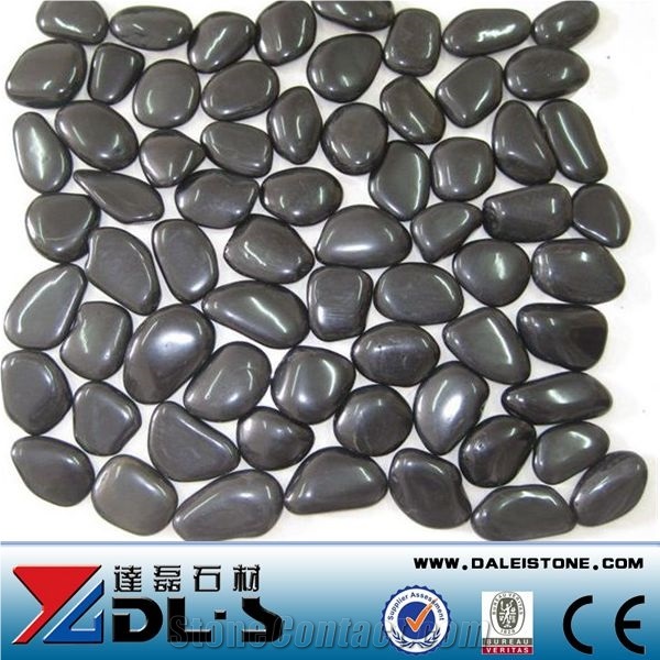 Black Pebble Stone, River Stone, Black Color Stone Pebble Flooring
