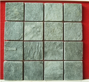 Black Slate Mosaic Tiles, China Cheap Black Slate Mosaic, Brick Mosaics,Split Face Mosaic for Wall, Floor