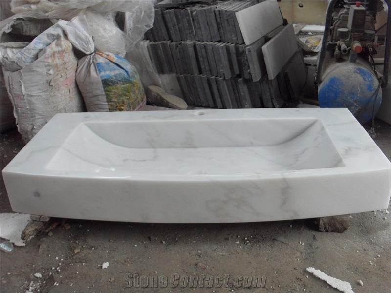 China Guangxi White Marble Bathroom Wash Basin, Sinks, Cheap China White Marble Square Sinks