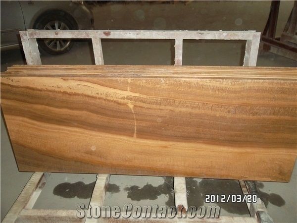China Popular Cheap Wooden Vein Brown Marble Cut To Size Polished