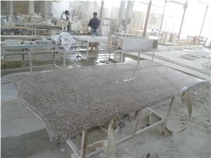 G687 Peach Red Granite Kitchen Tops, Desk Tops, Bench Tops, Chinese Cheap Pink Granite Countertops in Ogee Edge