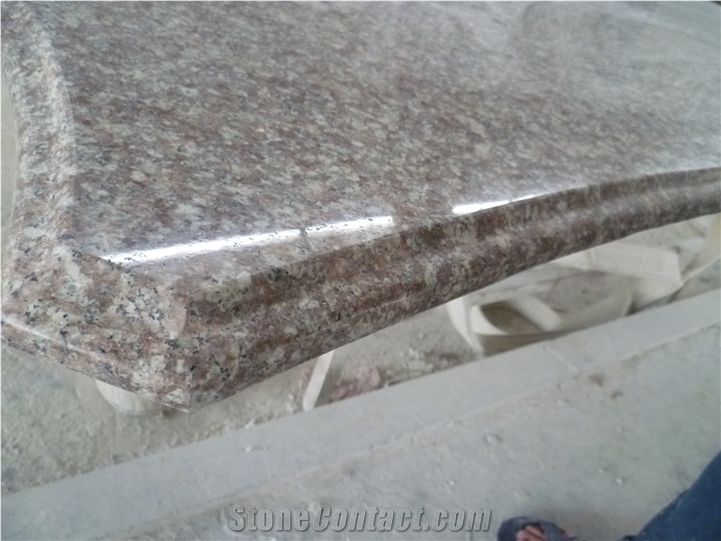 G687 Peach Red Granite Kitchen Tops, Desk Tops, Bench Tops, Chinese Cheap Pink Granite Countertops in Ogee Edge