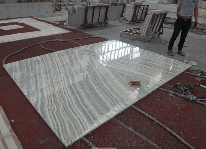 Grey Onyx Slabs Wall Panel Book Match for Hotel Lobby Background