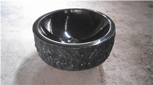 Nero Marquina Marble Round Wash Bowls, Wash Basins, China Cheap Black Vessel Sinks for Bathroom