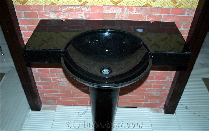 Shanxi Black Granite Vanity Top, China Absolute Black Granite Countertop with Drilling Hole for Bathroom