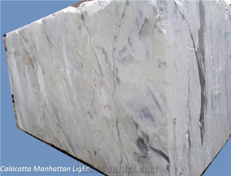 Calacatta Manhattan Light Marble Blocks, White Marble Blocks Italy