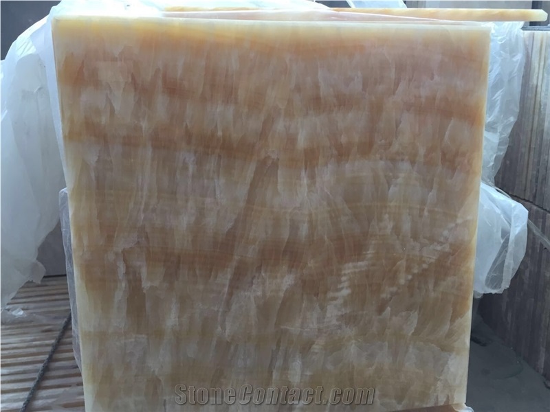 Honey Onyx Slabs & Tiles, Turkey Yellow Onyx, Cut to Size Transparent Effect