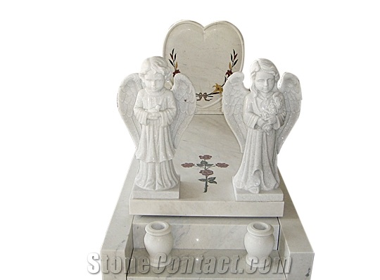 Granite Angel Heart Tombstones, Heart Monuments, Heart Headstone, Baby Angel,Angel Tombstone,White Marble Monument,