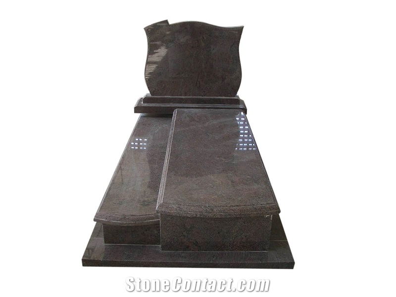 Polished Brown Granite Cemetery Tombstone, Monuments Design,Poland Western Style Upright Monument,Single Tombstone, Cheap Price,Headstone
